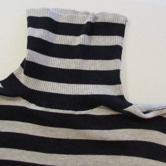Banana Republic Super Soft "Cashmere-Like Cotton" Blue/Gray Stripe Turtleneck - Picture 9 of 16